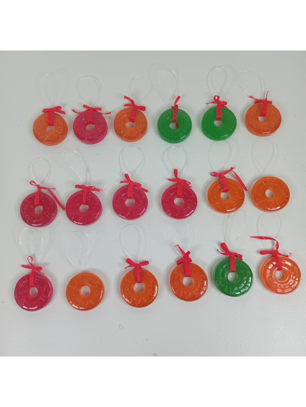 VTG 1988 Nabisco Life Savers Candy Green Red Orange Christmas Ornament of 18 Lot